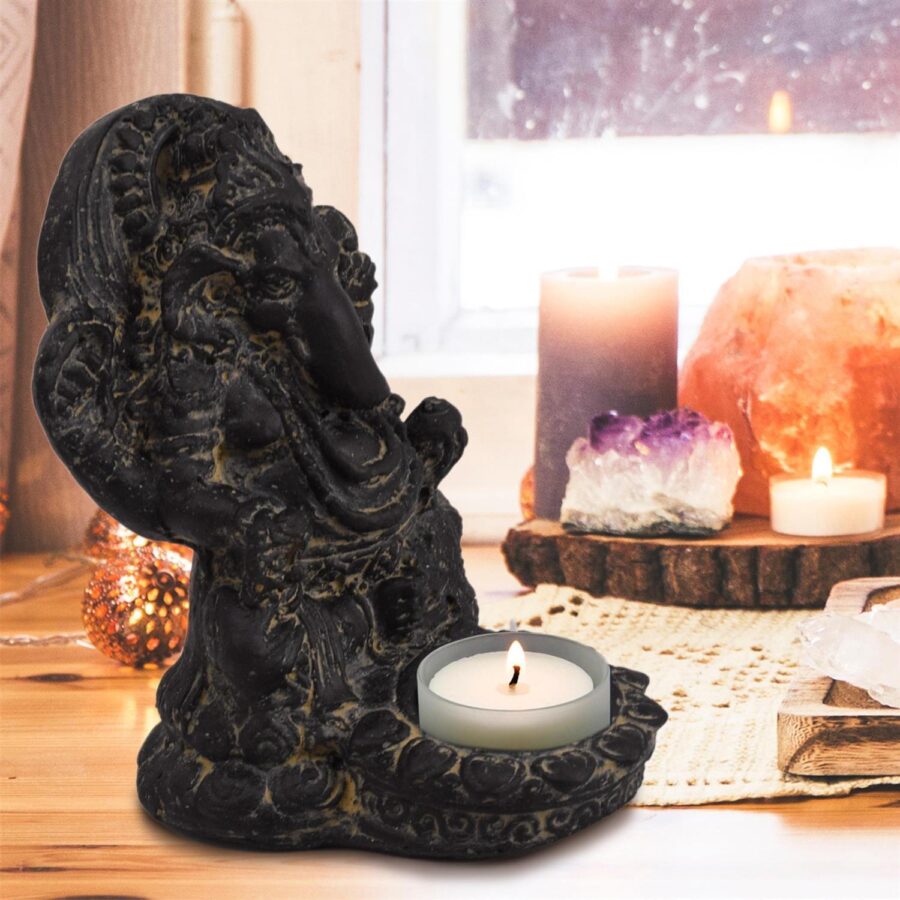 15cm Ganesha Figur Hinduistischer Gott Struwy Teelichthalter 20