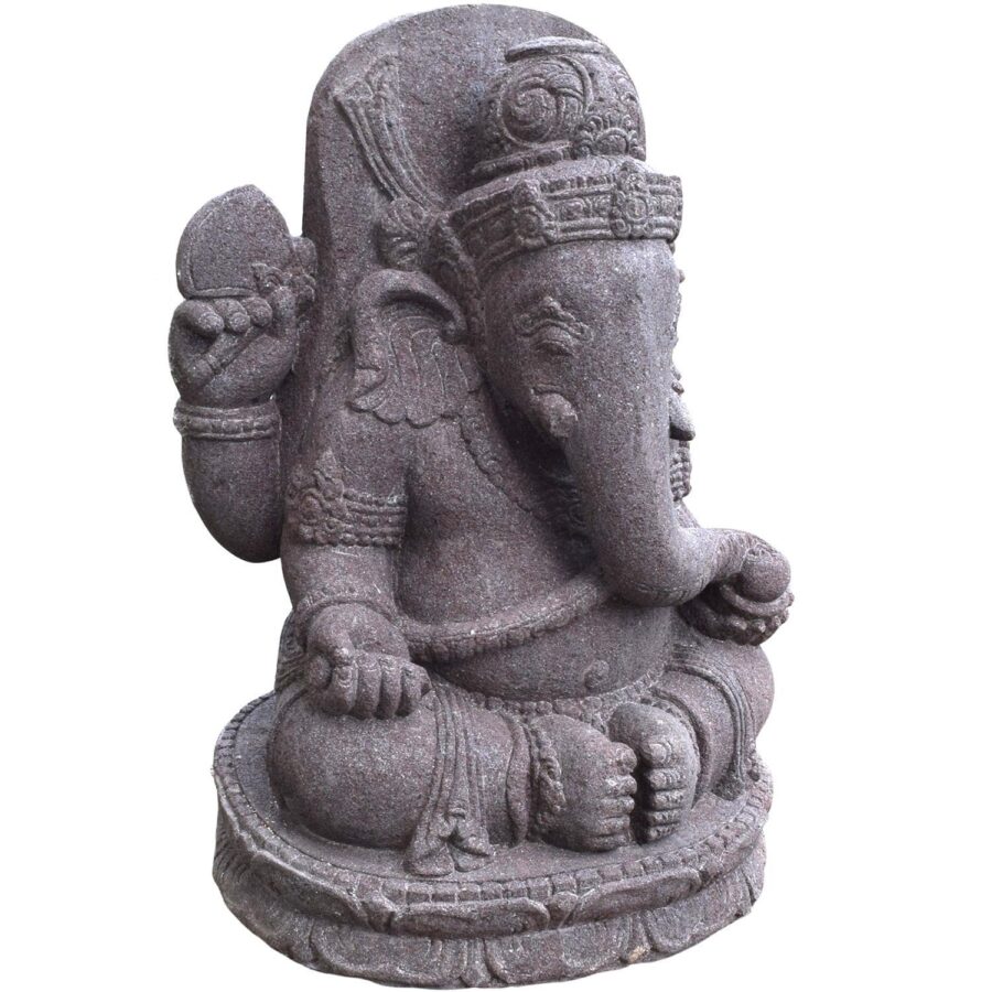 Ganesha Figur Hinduistischer Gott Varanasi Basalt 26
